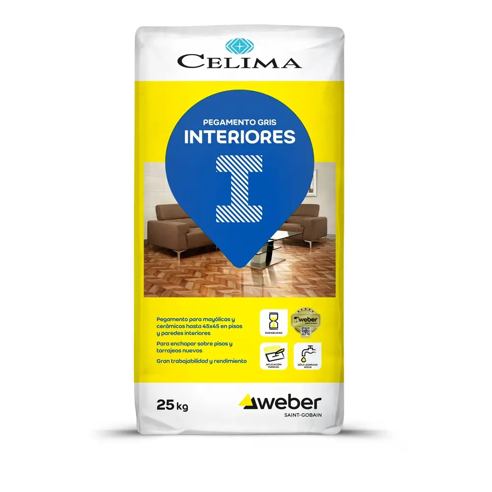 Pegamento para Cerámicas Celima Gris Interiores 25kg